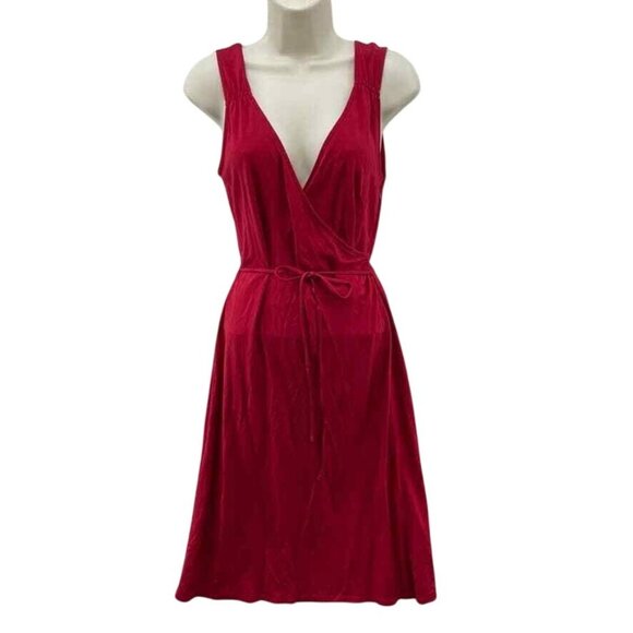 LOFT Dresses & Skirts - LOFT Faux Wrap Dress Womens‎ 6 Red Polyester Rayon Blend Side Zip Tie Waist